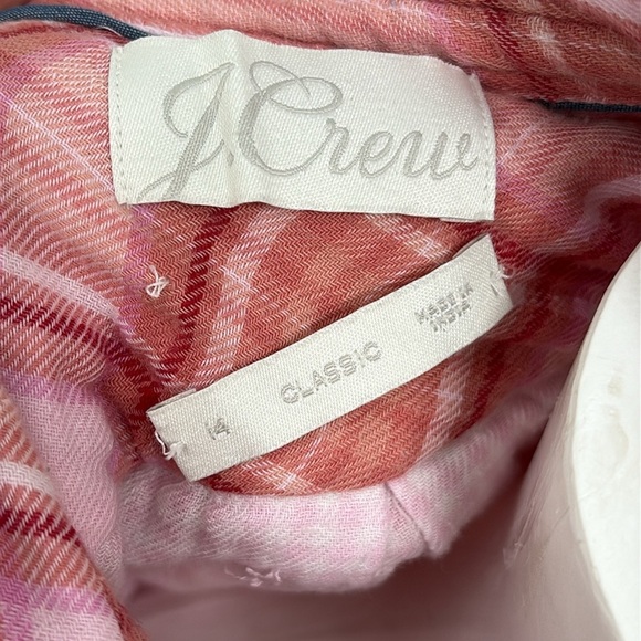 J. Crew Classic Fit Shirt Plaid in Blush Tartan size 14 - Picture 8 of 11